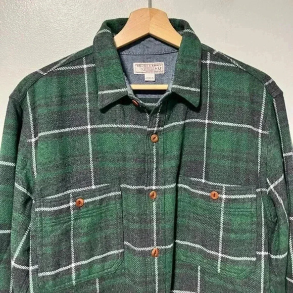J.Crew Wallace & Barnes Men’s Green Plaid Flannel Shirt, 100% Cotton, Sz Medium - Picture 11 of 14
